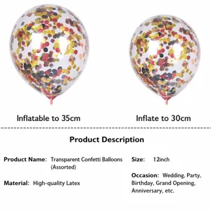 Ballons en latex transparents de 12 pouces confettis colores pour decoration de fete