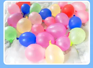 Colorful water balloons detail shot, quick fill water fight toys for summer outdoor play.