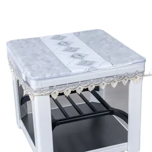 Waterproof oil-proof square table cover featuring elegant lace fringe for winter home decor.