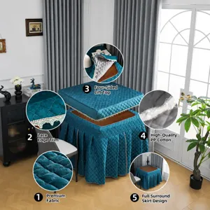 Thickened quilted heater table cover split two-piece set square rectangular coffee table