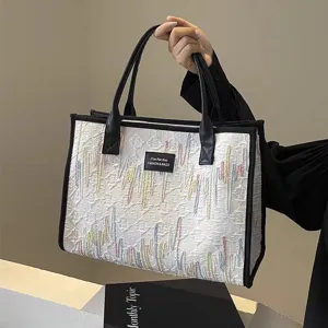 Large capacity canvas tote bag women 2024 new fashion shoulder commuter handbag chic