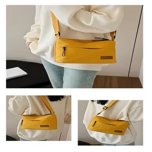 Japanese minimalist canvas crossbody bag for men and women, multi-layer large capacity shoulder bag.