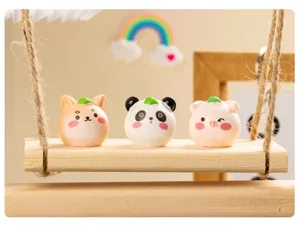 Cute animal resin micro-landscape ornament set, perfect for desktop or car decor detail.