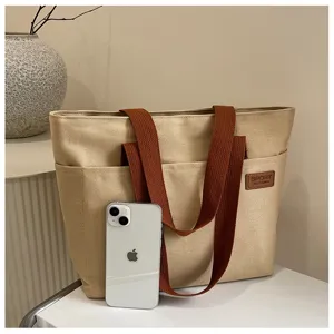 Canvas tote bag for women casual large capacity shoulder bag commuter aesthetic handbag