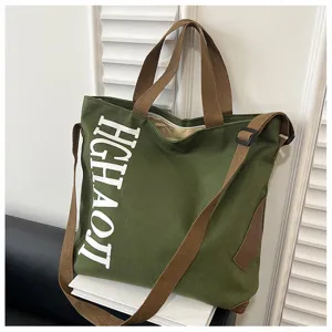 Vue détaillée du sac en toile, grand design de sac à bandoulière décontracté vert.
