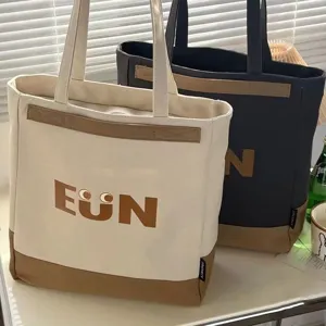 Canvas tote bag for women large capacity shoulder bag casual commuting handbag shopper bag
