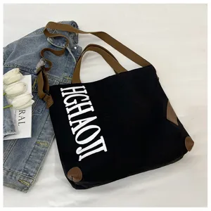 Grand sac cabas en toile sac a bandouliere style minimalist mode decontracte usage quotidien