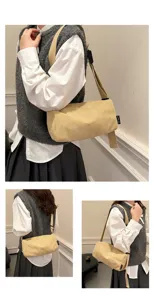 Corduroy shoulder bag casual vintage pillow handbag large capacity crossbody bag for women