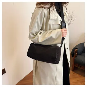 Casual corduroy crossbody pillow bag, stylish daily shoulder bag for women, large capacity.