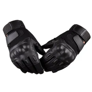 Herren Taktische Vollfinger Handschuhe Hartschale Knöchelschutz PU Leder Rutschfest Kampftraining Klettern Sport Handschuhe