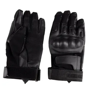 Schwarze taktische Fingerhandschuhe mit Hartschalenschutz, langlebig und rutschfest.