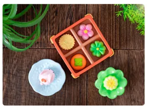 Miniature Chinese pastry wagashi dessert food toy detail, cute desktop decoration ornament.