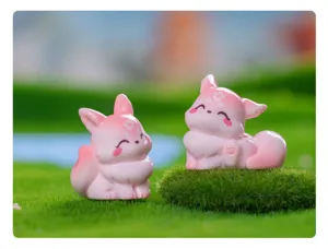 Süße rosa Harz Fuchs Figuren Miniatur Ornamente für Mikro Landschaft DIY Autodeko.