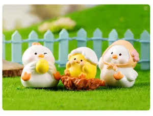 Cute resin chick miniature figurines for fairy garden DIY terrarium decor landscape.