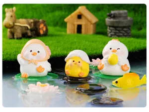 Cute mini resin chick figurines for DIY fairy garden moss landscape pastoral micro decor.