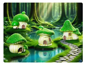 Mini resin mushroom house figurine for fish tank landscaping, fairy garden DIY decor and desktop.