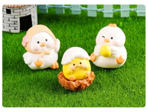 Cute mini chick figurines for micro landscape fairy garden DIY moss terrarium decor items.