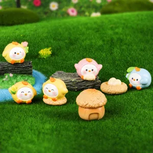 Ornament Kreatif Mikro Lanskap Resin Anak Ayam Telur Lucu Miniatur Figur Meja Mobil Dekorasi Rumah Hadiah Kerajinan Kecil