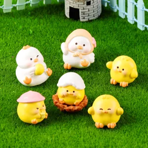 Cute resin chick figurines micro landscape miniature ornaments for garden DIY decorations.