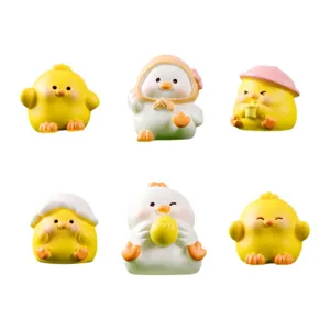 Cute resin little chicken figurines set for micro landscape DIY moss garden decor ornaments