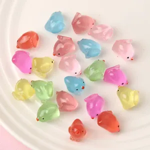 Luminous resin duck miniatures colorful glowing tiny figurines for DIY moss landscape crafts decor.