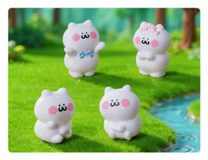 Set di figurine in miniatura di gatto bianco carino per casa delle bambole fai da te
