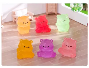 Miniatures figurines d'ours en resine lumineuse coloree, jolie decoration micro paysage.