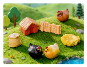 Mini poulailler en résine ensemble de figurines pour décoration de table jardin bricolage