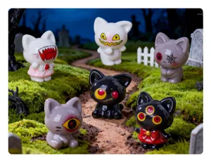 Ensemble de figurines de chats diables effrayants mignons, micro paysage en résine pour voiture.