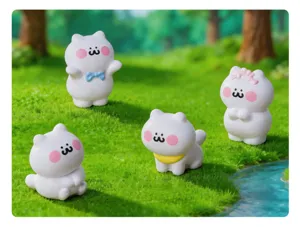 Mini figurine di gatto bianco cicciottollo simpatico decoro micro paesaggio scrivania