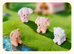 Cute cartoon animal miniature figurines for DIY dollhouse decor and adorable desktop display.