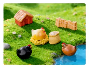 Ensemble de figurines de poulailler miniature pour micro paysage bricolage jardin déco.