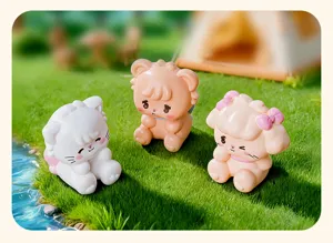 Miniature resin animal figurines, cute cartoon desktop decor for dollhouse and micro landscape.