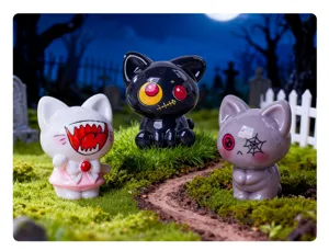 Ensemble de figurines chat effrayant miniatures, décoration de micro paysage démon chat bureau auto.