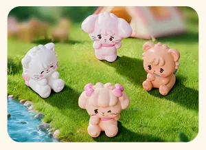 Cute cartoon animal figurine set, perfect for dollhouse decor and cute desktop display.