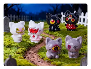 Mini figurines de chat démon en résine pour micro paysage jardin de poupée décor de table.