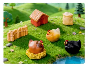 Miniature poulailler jardin paysage figurine DIY bureau décoration maison ornement détail.
