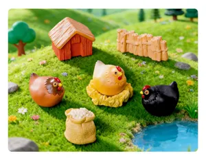 Figurines de poulailler en résine miniature joli jardin paysage DIY déco de bureau