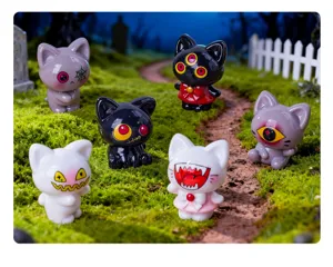 Miniatures figurines de chat diable monstre pour micro paysage maison de poupée voiture.