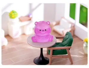 Figurine en résine d'ours gélifié violet translucide, joli ornement micro-paysage pour voiture.
