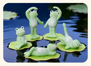 Creative resin yoga frog figurines set for cute desktop decor and miniature garden landscaping.