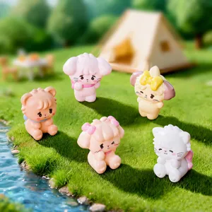 Cute Cartoon Animal Resin Figurine Miniature Desktop Ornament Micro Landscape DIY Dollhouse Decor Cute Animal Toy