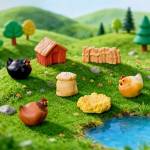 Micro Paysage Résine Poule Poulailler Miniature Figurine DIY Jardin de Fées Décoration de Bureau Maison
