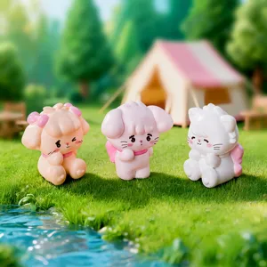 Cute cartoon animal figurines set for DIY dollhouse decoration, nice desktop mini ornaments.