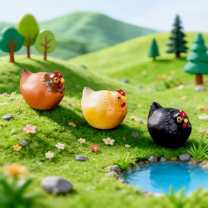 Ensemble de figurines de poulet en résine miniature pour jardin de fées décoration bureau