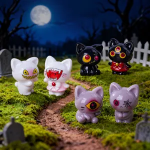 Ensemble de figurines de chat démon monstre créatif, adorables ornements de décoration de voiture.
