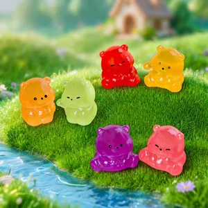 Figurines miniatures ours bonbon lumineux en résine, jolie déco de bureau et voiture.