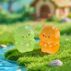 Mini figurine ours lumineux en résine pour décoration de voiture et bureau micro paysage