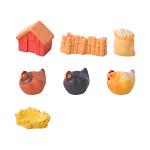 Miniature resine ferme animaux figurines ensemble poulailler nid DIY micro paysage decor