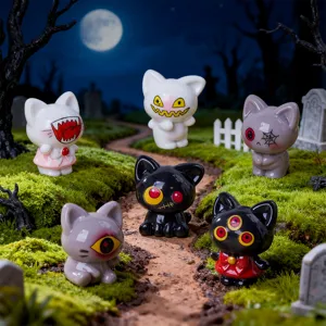 mignon chat démon miniature figurines ensemble effrayant micro paysage résine jouets bureau